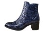 Unieke enkellaarzen croco-look - blauw/zwart