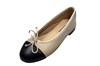 Soepele lak neus ballerina -beige leer foto 2