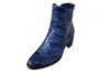 Unieke enkellaarzen croco-look - blauw/zwart foto 2