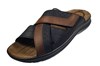 Leren heren slipper met kruisband -zwart en bruin foto 2