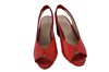 Peeptoe Slingback met blokhak - rood leer foto 3