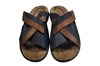 Leren heren slipper met kruisband -zwart en bruin foto 3