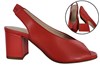 Peeptoe Slingback met blokhak - rood leer foto 6