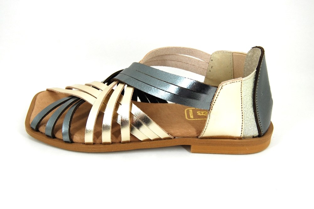 kortademigheid prachtig Vesting Romeinse Sandalen Plat Vierkante Neus - goud, platina, zilver | Kleine  Maten | Open schoenen | Stravers Luxe Schoenen