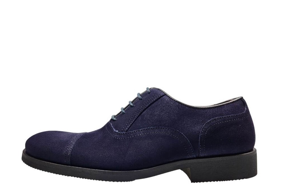 Blauw suede herenschoenen | Kleine Maten Casual schoenen | Stravers Luxe Schoenen