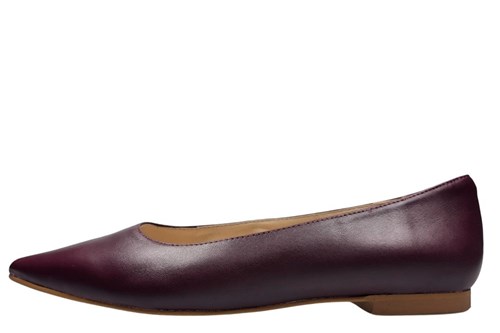 Soepele ballerina's spitse neus -Bordeaux rood leer