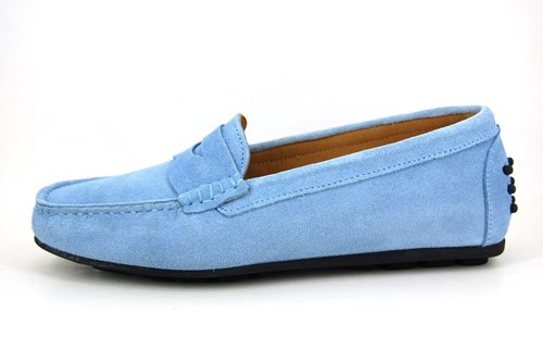 zuiverheid Maak een naam Reactor Italiaanse Mocassins Instappers Dames - lavendel blauw suede | Grote Maten  | Platte schoenen | Stravers Luxe Schoenen