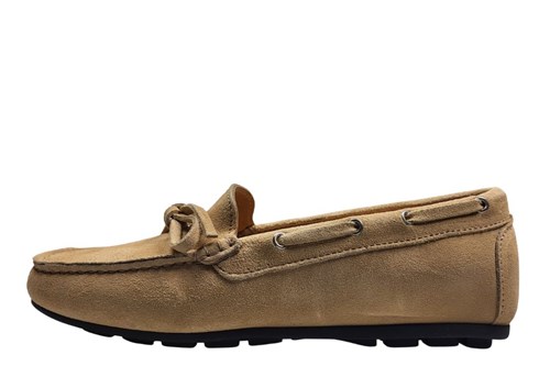 Italiaanse mocassins dames - beige suede