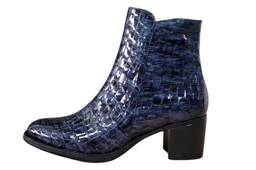 Unieke enkellaarzen croco-look - blauw/zwart