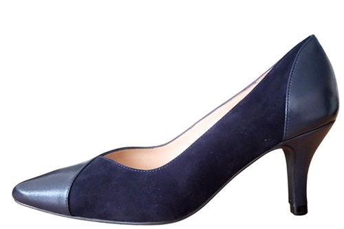 Elegante pump met leer en suede combinatie -blauw