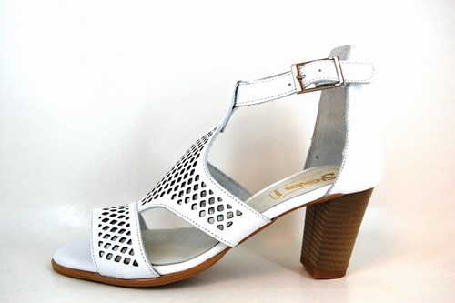 Luxe Aziatisch Rijk Sandalen met Hak en Bandje - wit | Grote Maten | Open schoenen | Stravers  Luxe Schoenen