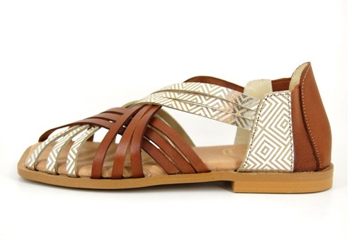 Verwacht het geest Teleurgesteld Romeinse Sandalen met Vierkante Neus Plat - bruin platina | Kleine Maten |  Sandalen & Slippers | Stravers Luxe Schoenen