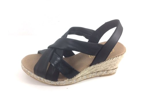 mei Spaans aanbidden Espadrilles Sandalen met Sleehak - zwart | Kleine Maten | Open schoenen |  Stravers Luxe Schoenen