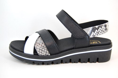 Comfortabele Sandalen - zwart wit | Grote Maten Sandalen & Slippers | Stravers Luxe