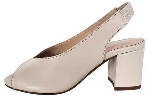 Peeptoe Slingback met blokhak - roomwit leer