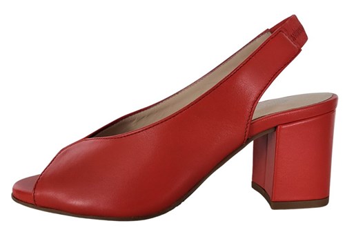 Peeptoe Slingback met blokhak - rood leer