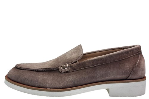 Loafers met witte zool - grijs suede