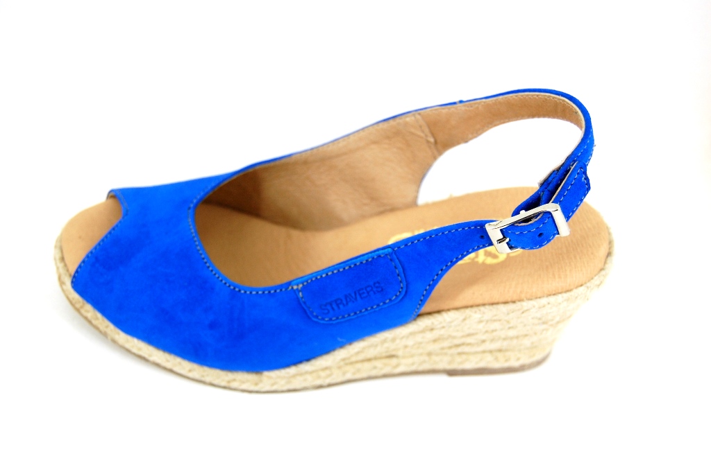 Peeptoe Espadrilles Sleehakken - blauw | Kleine Maten | Sandalen & Slippers | Stravers Luxe Schoenen